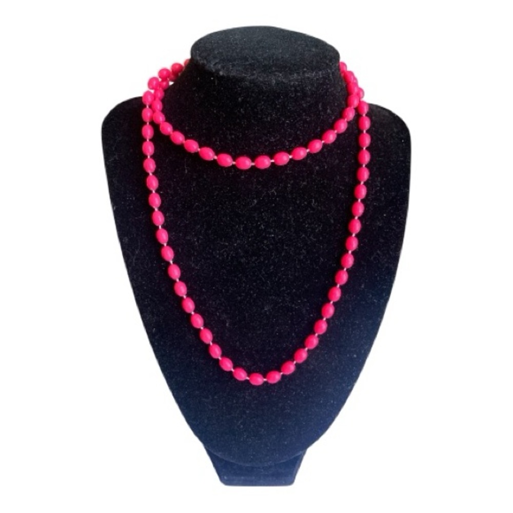 Vintage Hot Pink Beaded Necklace